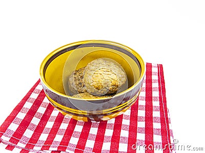 Meat cutlets in a plate on a white background Stock Photo