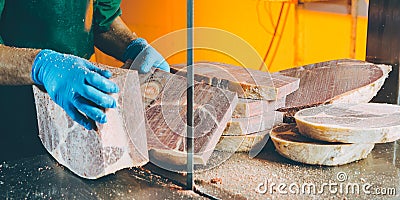 Meat cutting factory Stock Photo