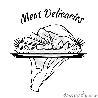 Meat Delicacies menu design element Vector Illustration