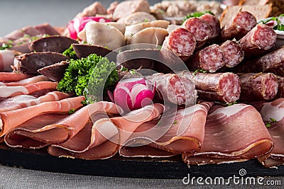 Meat Delicatessen Plate Stock Photo