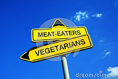 Meat-eaters on Vegetarians Stock Photo