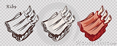 Meat collection 6 on the transparent background Vector Illustration