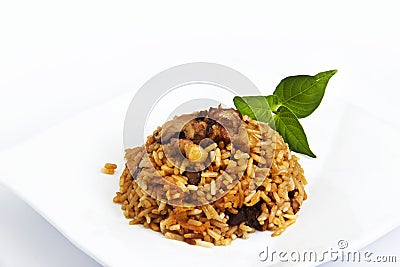 meat fried rice Stock Photo