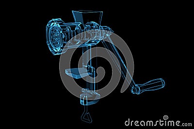 Meat grinder 3D X-Ray Blue Stock Photo