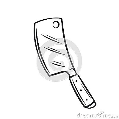 Meat kitchen cleaver, butcher knife outline icon Vector Illustration