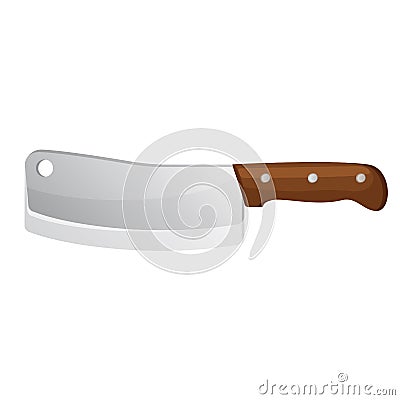 Meat knife isolated on white. Cleaver steel axe side view Vector Illustration