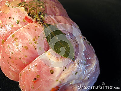 Meat and laurel leaf Stock Photo