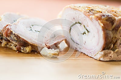 Meat loaf baked with scallions Stock Photo