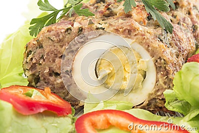 Meat loaf with boiled eggs Stock Photo
