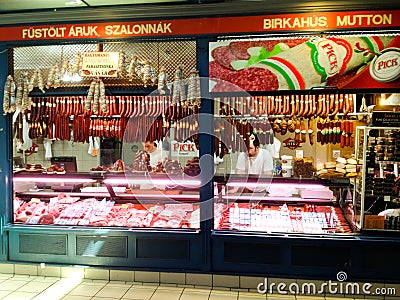 Meat market stand Editorial Stock Photo