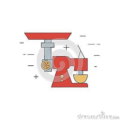 Meat mincer isolated line icon. Vector Illustration