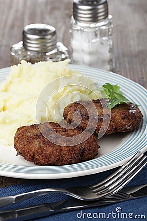 Meat patties with potato Stock Photo