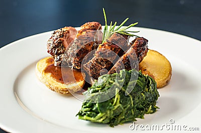 Meat with potatoes and vegetables Stock Photo