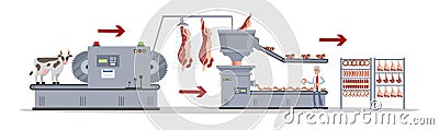 Meat production process Vector Illustration