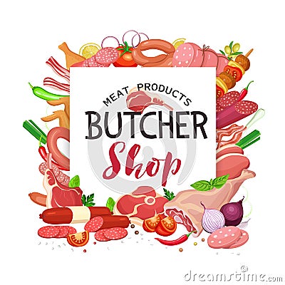 Meat products banner Vector Illustration