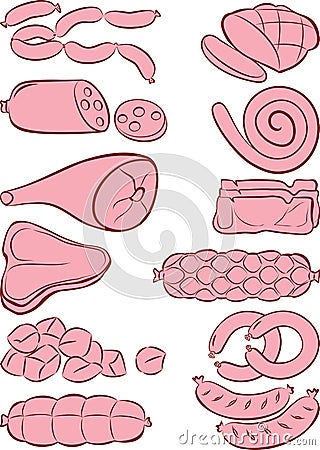 Meat Products Vector Illustration