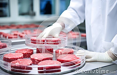 Meat research in the laboratory Stock Photo