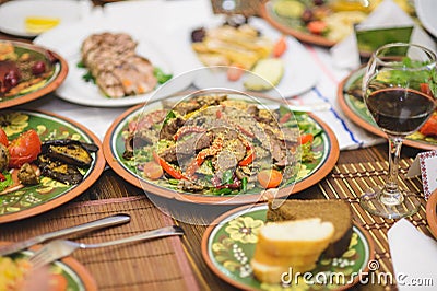 Meat Salad with Red Pepper Stock Photo