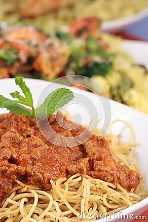 Meat sauce pasta Stock Photo