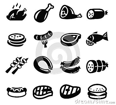 Meat and sausage icons Vector Illustration