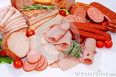 Meat and sausages Stock Photo