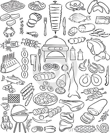 Meat set Vector Illustration