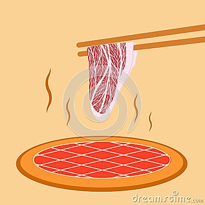 Meat slide grill Vector Illustration