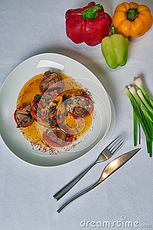 Meat stuffed with vegetables Azerbaijani recipe Stock Photo