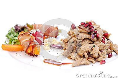 Meat vegetables and fruits Stock Photo