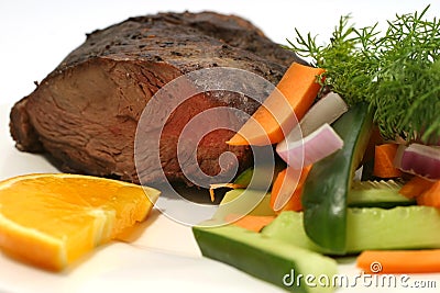 Meat vegetables and lemon Stock Photo