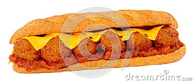 Meatball And Cheese Sandwich Sub Roll Stock Photo