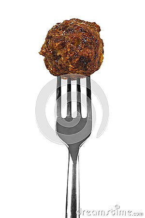 Meatball on fork Stock Photo