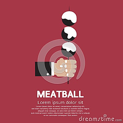 Meatball In Skewer Vector Illustration