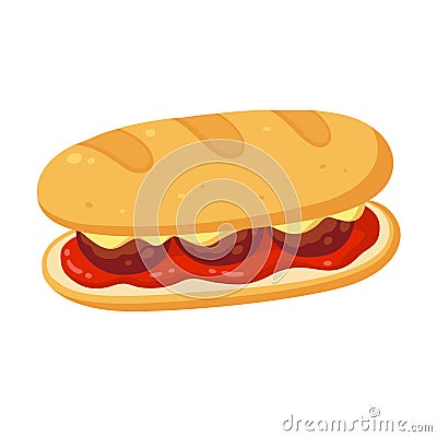 Meatball sub sandwich Vector Illustration