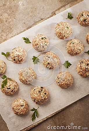 Meatballs cooking Stock Photo