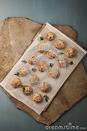 Meatballs cooking Stock Photo