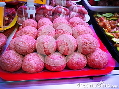 Meatballs on display Stock Photo
