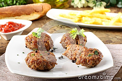 Meatballs with garlic, parsley and onion Stock Photo