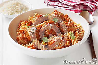 Meatballs and Pasta Stock Photo