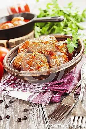 Meatballs the table Stock Photo