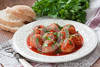Meatballs with tomato sauce Stock Photo