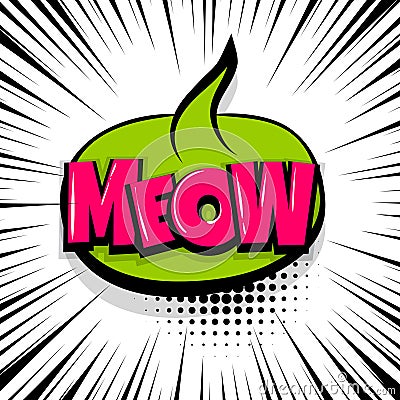 Meaw comic text stripperd backdrop Vector Illustration