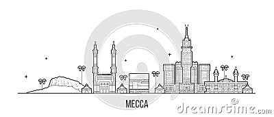 Mecca Makkah skyline Saudi Arabia big city vector Vector Illustration