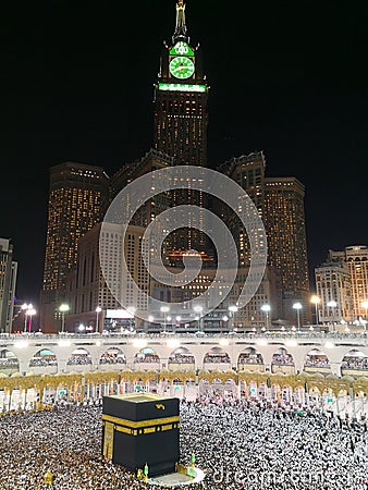 Kaaba and Mecca clock tower - Kaaba Editorial Stock Photo