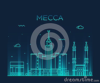 Mecca skyline Trendy vector illustration linear Vector Illustration