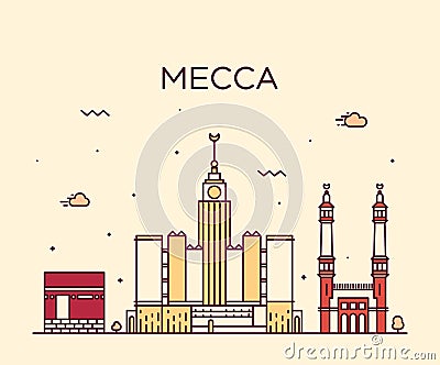 Mecca skyline Trendy vector illustration linear Vector Illustration