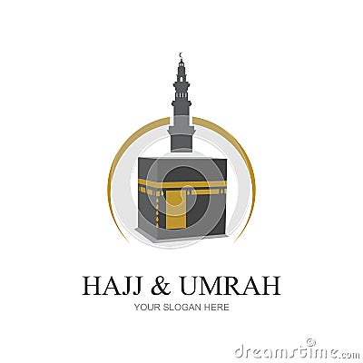 mecca travel logo, Al haj & umrah mubarak tour symbol Vector Illustration