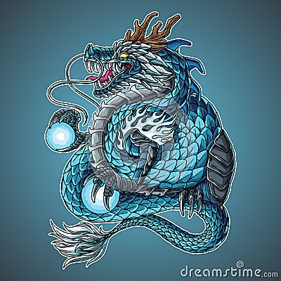 Mecha Dragon Illustration Vector Illustration