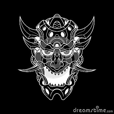 Mecha oni line art 3 Vector Illustration