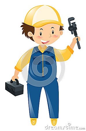 Mechanic in blue uniform Vector Illustration